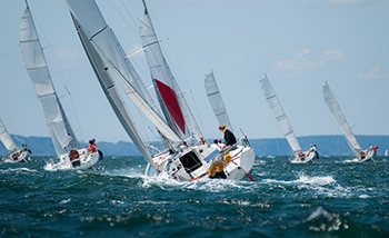 group of yacht sailing at regatta Grindelwald - Suiza
